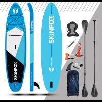 SKINFOX SEASQUID CARBON-SET (335x78x15)  4-TECH L-CORE SUP Paddelboard hellblau hellblau Board,Bag,Pumpe,CARBON-Paddle,Leash,Kayak-Seat